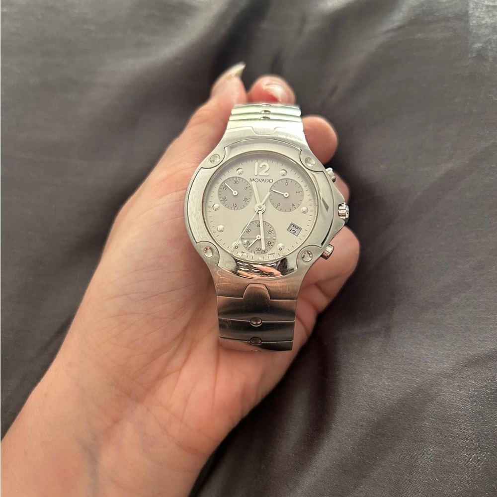 Movado Sports Edition Swiss Chronograph Watch 84 C5 1892 Silver – MSRP $1295